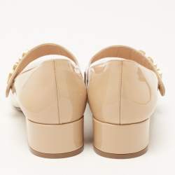 Pre Owned Dior Beige Patent Leather Baby-D Ballet Pumps Size 41