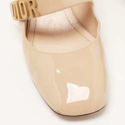 Pre Owned Dior Beige Patent Leather Baby-D Ballet Pumps Size 41