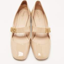 Pre Owned Dior Beige Patent Leather Baby-D Ballet Pumps Size 41