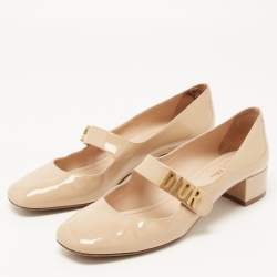 Pre Owned Dior Beige Patent Leather Baby-D Ballet Pumps Size 41
