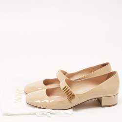 Pre Owned Dior Beige Patent Leather Baby-D Ballet Pumps Size 41