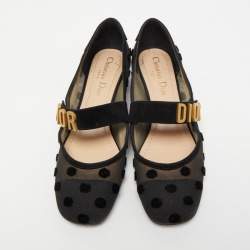 Pre Owned  Dior Black Suede And Mesh Baby-D Mary Jane Pumps Size 36