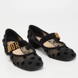 Pre Owned  Dior Black Suede And Mesh Baby-D Mary Jane Pumps Size 36