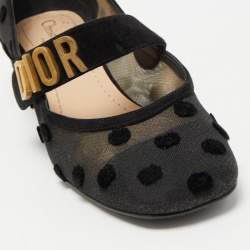 Pre Owned  Dior Black Suede And Mesh Baby-D Mary Jane Pumps Size 36