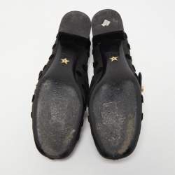 Pre Owned  Dior Black Suede And Mesh Baby-D Mary Jane Pumps Size 36