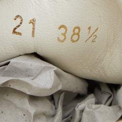 Pre Owned Dior White/Gold Oblique Canvas Walk'n'Dior Sneakers Size 38.5