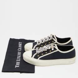 Pre Owned Dior Navy Blue/White Canvas Walk'n'Dior Lace Up Sneakers Size 38.5