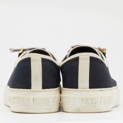 Pre Owned Dior Navy Blue/White Canvas Walk'n'Dior Lace Up Sneakers Size 38.5