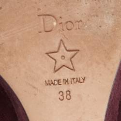 Pre Owned Dior Burgundy Suede Wedge Peep Toe Mules Size 38