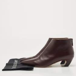 Dior Burgundy Leather Pointed Toe Ankle Booties Size 38