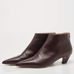Dior Burgundy Leather Pointed Toe Ankle Booties Size 38