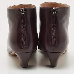 Dior Burgundy Leather Pointed Toe Ankle Booties Size 38