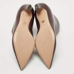 Dior Burgundy Leather Pointed Toe Ankle Booties Size 38