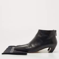 Pre Owned Dior Black Leather Pointed Toe Ankle Booties Size 38