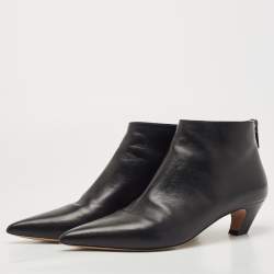 Pre Owned Dior Black Leather Pointed Toe Ankle Booties Size 38