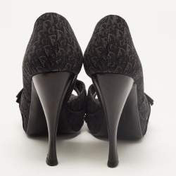 Pre Owned Dior Black Oblique Canvas and Leather Open Toe Platform D'orsay Pumps Size 36