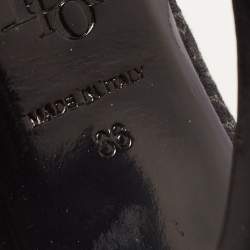 Pre Owned Dior Black Oblique Canvas and Leather Open Toe Platform D'orsay Pumps Size 36