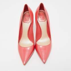 Pre Owned Dior Peach Patent Leather Pointed Toe Pumps Size 37.5