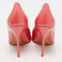 Pre Owned Dior Peach Patent Leather Pointed Toe Pumps Size 37.5