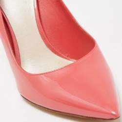 Pre Owned Dior Peach Patent Leather Pointed Toe Pumps Size 37.5