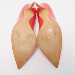 Pre Owned Dior Peach Patent Leather Pointed Toe Pumps Size 37.5