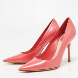 Pre Owned Dior Peach Patent Leather Pointed Toe Pumps Size 37.5
