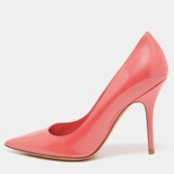 Pre Owned Dior Peach Patent Leather Pointed Toe Pumps Size 37.5