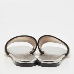 Dior Tricolor Logo Embroidered Canvas Dway Flat Slides Size 35.5