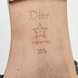 Dior Tricolor Logo Embroidered Canvas Dway Flat Slides Size 35.5