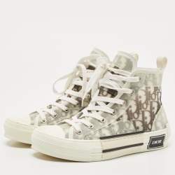 Dior Black/White Oblique Mesh B23 High Top Sneakers Size 36
