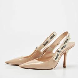 Pre Owned Dior Beige Patent Leather J'adior Slingback Pumps Size 40