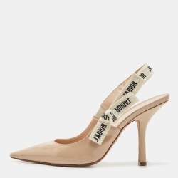 Pre Owned Dior Beige Patent Leather J'adior Slingback Pumps Size 40