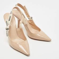 Pre Owned Dior Beige Patent Leather J'adior Slingback Pumps Size 40