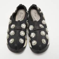 Pre Owned Dior Black Embellished Mesh Fusion Sneakers Size 40
