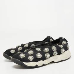 Pre Owned Dior Black Embellished Mesh Fusion Sneakers Size 40