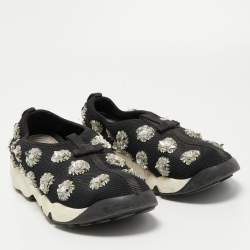 Pre Owned Dior Black Embellished Mesh Fusion Sneakers Size 40