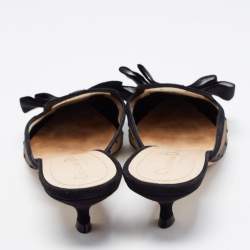 Dior Black Polka Dot Mesh and Canvas Bow Pointed Toe Mules Size 39
