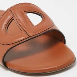 Dior Tan Leather Slide Sandals Size 38.5