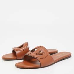 Dior Tan Leather Slide Sandals Size 38.5