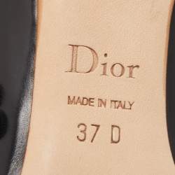 Dior Black Laser Cut Leather Floral Applique Ballet Flats Size 37