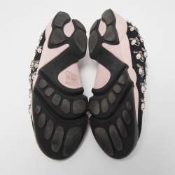 Pre Owned Dior Black/Pink Embellished Mesh Fusion Sneakers Size 38.5