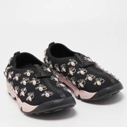 Pre Owned Dior Black/Pink Embellished Mesh Fusion Sneakers Size 38.5