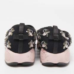 Pre Owned Dior Black/Pink Embellished Mesh Fusion Sneakers Size 38.5