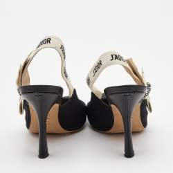 Dior Black Fabric J'adior Slingback Pumps Size 37.5