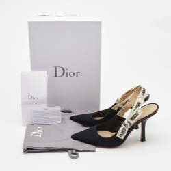 Dior Black Fabric J'adior Slingback Pumps Size 37.5