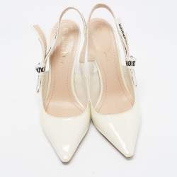 Pre Owned Dior White J'adior Slingback Pumps Size 38