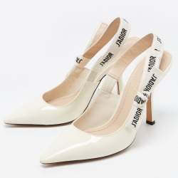 Pre Owned Dior White J'adior Slingback Pumps Size 38