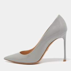Pre Owned Dior Grey Patent Leather Pointed Toe Pumps Size 37.5
