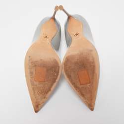 Pre Owned Dior Grey Patent Leather Pointed Toe Pumps Size 37.5