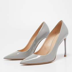 Pre Owned Dior Grey Patent Leather Pointed Toe Pumps Size 37.5